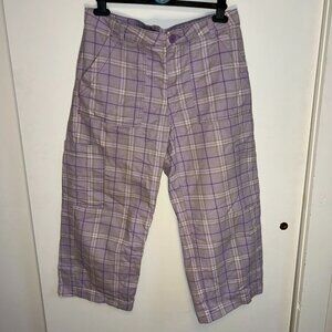 Adorable Purple and Green Plaid Wide Leg Cargo Pants100% cotton H&M Size 8